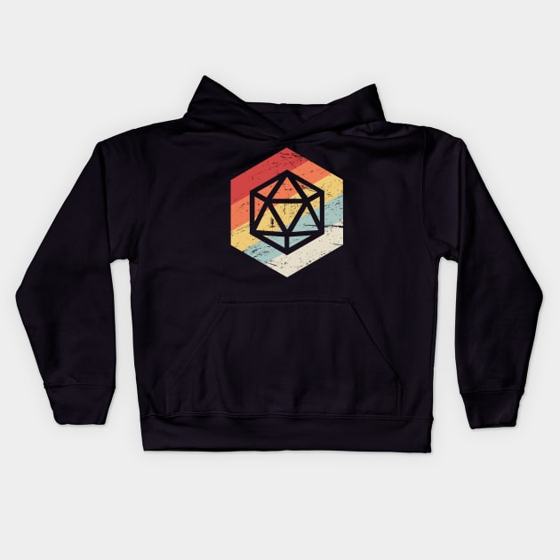 Retro 70s D20 Icon | Roleplaying Game Kids Hoodie by Wizardmode